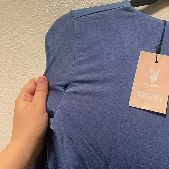 PlayBoy Dark Blue Crop Long Sleeve *Minor Flaws* - Picture 3 of 9